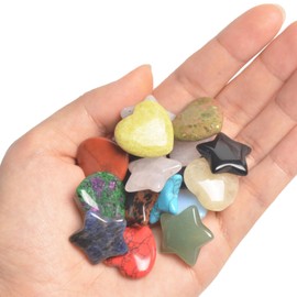 YUEBAYUE 20PCS Heart Shaped and Pentagram Healing Crystals Set,Natural Crystals and Gemstones