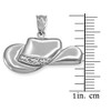 Polished 925 Sterling Silver Cowboy Hat Pendant Necklace, 16"