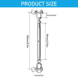 PUCIO Stainless Steel Shroud Tensioner, Pack of 2, M6 Turnbuckle Tensioner, Awning Tensioner, Turnbuckle, Cable Tensioner, Wire Rope Tensioner, Fork for Sailing Boat, Awnings Canopy