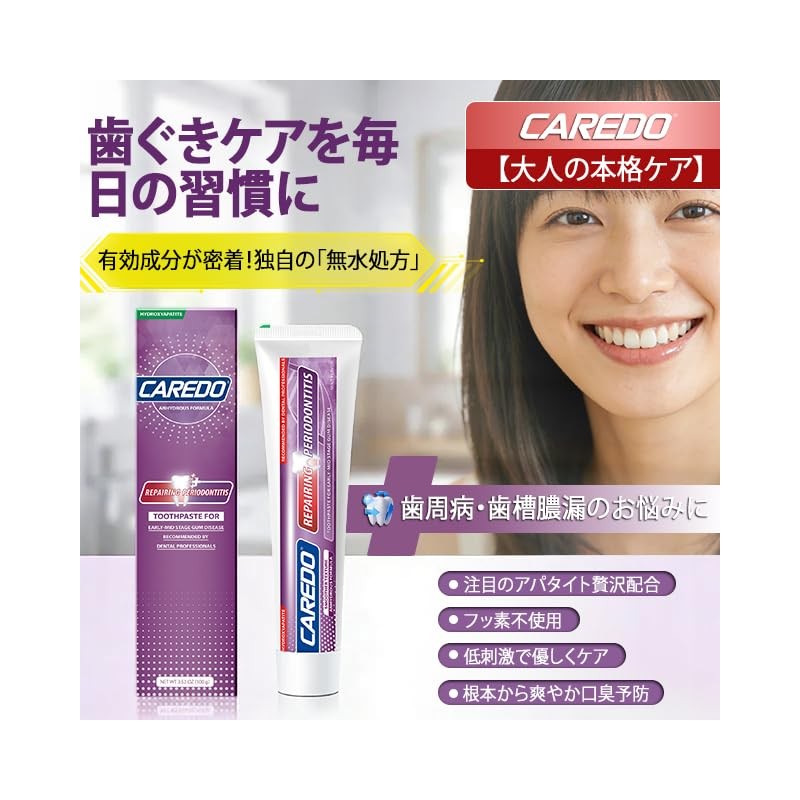 CAREDO Toothpaste Unique Waterless Formula for High Concentration of Gums,