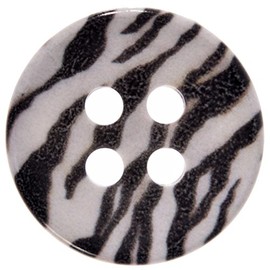Mibo 8 botones de resina de nailon – 4 agujeros, forma cóncava, impresión de sublimación, patrón de animal de cebra, 36 L (22 mm), blanco y negro