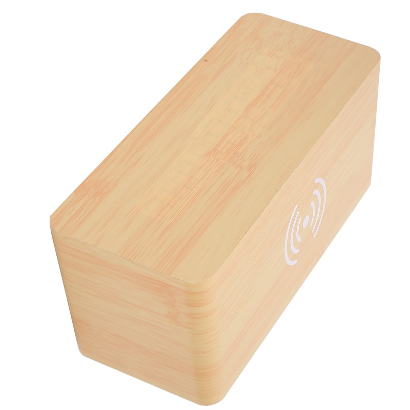 Wooden Clock Alarm Mobile Phone Wireless Charging Wood Voice Control