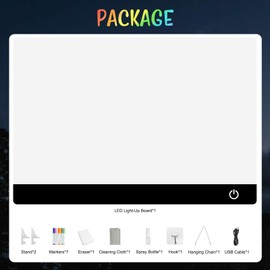 LED Note Board with Colors, Acrylic Dry Erase Board, 13.7 * 10 Inch Light Up Message Board, Reusable LED Drawing Board with Stand & 7 Markers for Home, Kitchen, Office, Bedroom, School