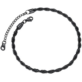 ChainsPro Men's Anklet, Stainless Steel, Chain Anklet, 8.7 x 2.0 inches (22 + 5 cm), Adjuster, Women's Accessories, Overall length is 27 cm