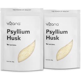 VIZANA NUTRITION Psyllium Husk Natural, 600g Sin Azucar, Cáscara de Psyllium (Pack-2 Bolsas de 300g), Origen: India