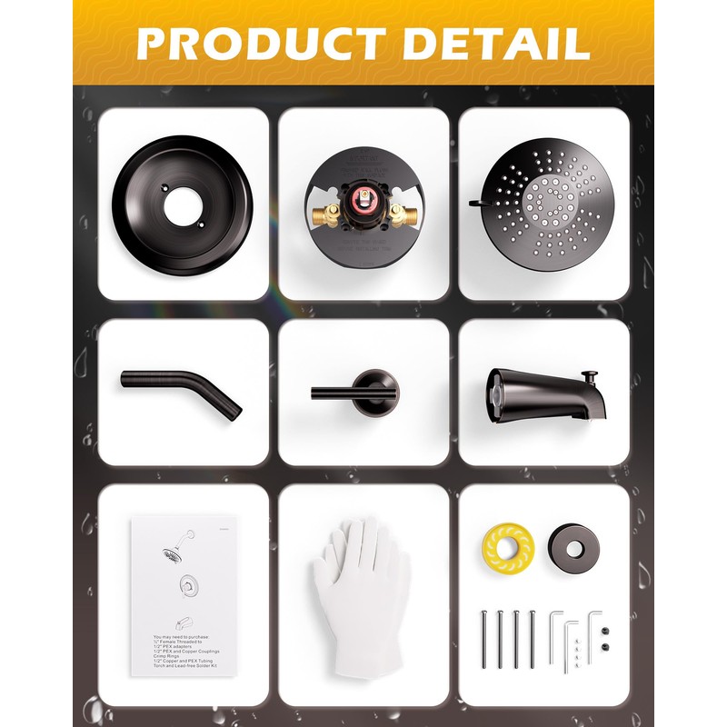 Bronze Shower Tub Faucet Set: WOWOW Single Handle Bathroom Shower