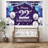 Happy 22nd Birthday Banner Backdrop Navy Blue Balloons Confetti Stripe
