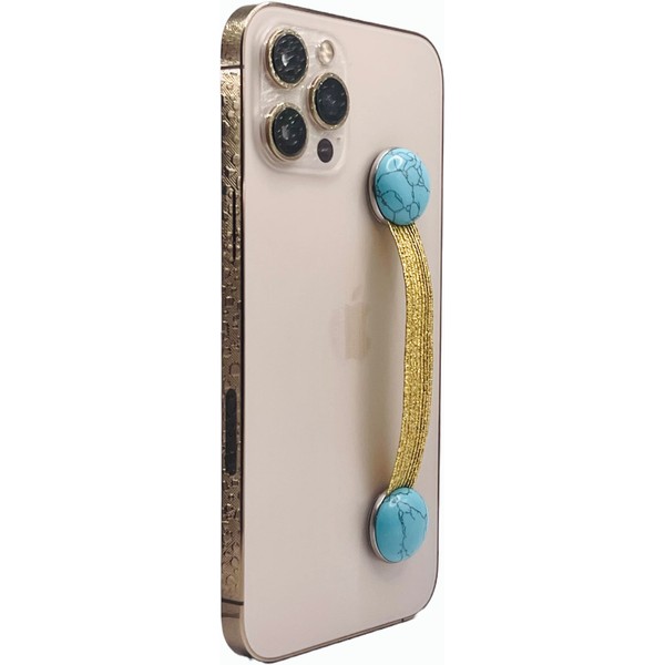 CRYSTALFY: Crystal Phone Grip and Phone Strap with Real Turquoise
