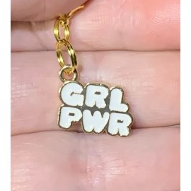 Gold Girl Power GRL PWR Charm Zipper Pull &Keychain Add On Clip!!