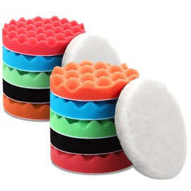 BBTO 12 Pieces Buffing Polishing Pads 6 Inch Compound Buffing Sponge Pads Cutting Polishing Kit for Car Buffer Compounding and Waxing