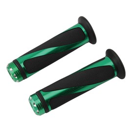 PowerMotor 7/8" CNC Handlebar Rubber Grips 22mm Aluminum Rubber Throttle Grip Motorcycle Scooter ATV Quad Offroad Dirt Pit Ebike Bike Green