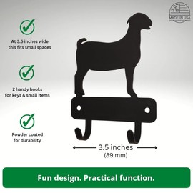 The Metal Peddler Miniature Boer Goat Key Holder for Wall - XS 3.5 Inch - Made in USA