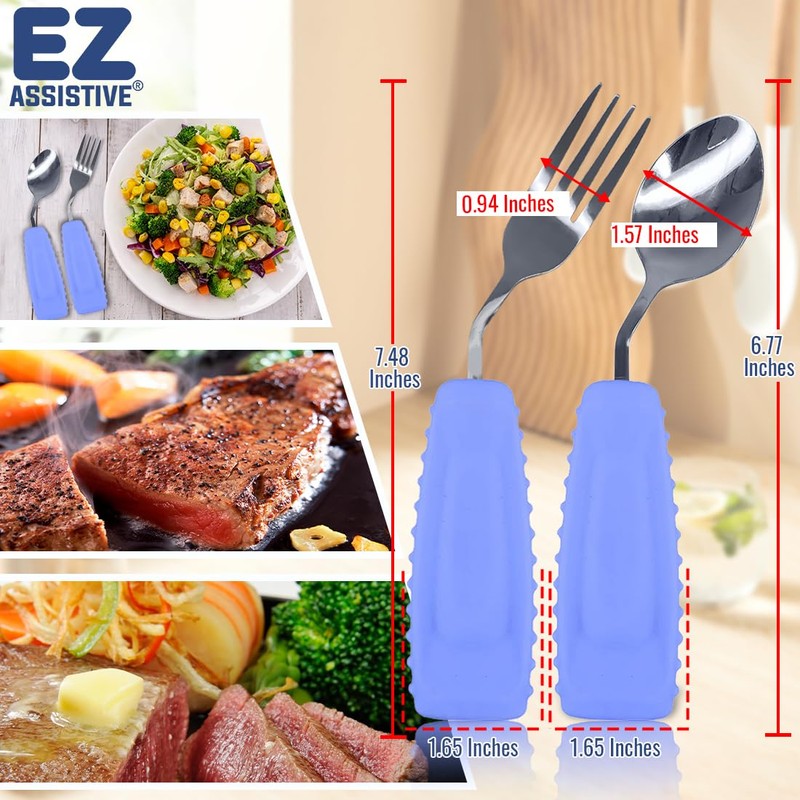 Adaptive Utensils Set – Ergonomic Angled Fork & Spoon for