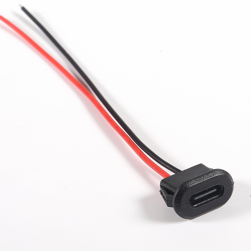 DWEII 10PCS Type-C Female Chassis Waterproof 2P Solder Wire Type