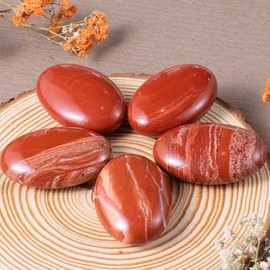 Erliway Erliway Natural Red Jasper Palm Stone Crystal, 2"-2.3" Large Healing Pocket Worry Stone, Polished Crystals and Healing Stones for Anxiety Stress Relief Therapy
