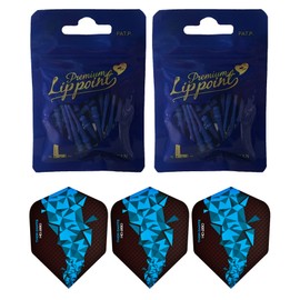 THOR-DARTS L-Style Dart Tips in Double Pack Flights (2 x 50 Pieces + 1 Set Flights) Black Lippoint USA 2BA Standard Thread, Plastic Soft Tip Dart Points (Pack of 100) 2BA Thread
