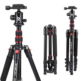 BONFOTO B690A Camera Tripod for Travel,Lightweight Aluminum Portable DSLR Tripod with 360 Degree Ball Head and Carry Bag, Camera Stand for Ring Light & Canon Nikon Sony DSLR