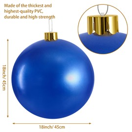 Inflatable Christmas Ornaments,18" 25" Christmas Oversized Ornament,Christmas Ball Decorations Indoor Outdoor, Use as Festive Yard Decoration (Blue, 18")