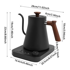 Smart Electric Kettles 1200w 0.9l Hot Water Heater ±1℉ Temperature Control, Stainless Steel Inner,Gooseneck Spout Design, LED Display for Home, Offices, Hotels, Restaurants (Black)