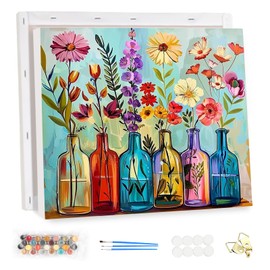 MEIYUDA Paint by Numbers Adults with Frame Flowers, Painting by Numbers, DIY Digital Oil Painting Set on Canvas with Brushes and Acrylic Pigment Craft Set, Artwork for Home Decoration, Gift, 40 x 30