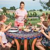 ASTNIC Round Tablecloth, Waterproof Elastic Edged Fitted Vinyl Table Cloth