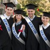 6PCS White Senior 2026 Sashes with Royal Blue Glitter Printing