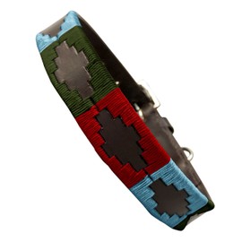 Carlos Diaz Genuine Leather Waxed Premium Polo Dog Collar with Embroidery XL