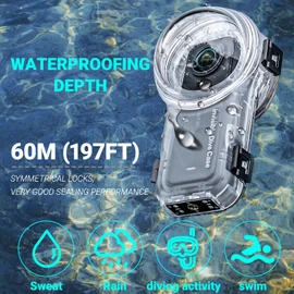 Insta 360 X5 Invisible Dive Case, Quick Release Mount Splash Prevention Housing Waterproof Up to 60M (60.0 m) Underwater Dive Protective Shell for Insta 360 X5 with Bracket Accessories