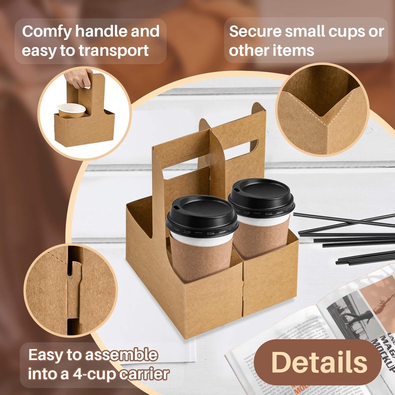 MAQIHAN 2 Cup Drink Carrier with Handle - 20Pcs Disposable