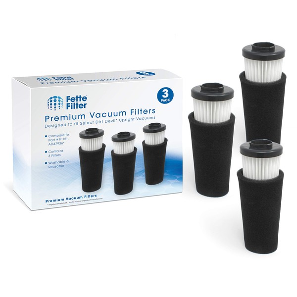 Fette Filter - Pre Motor Odor Trapping Filter & Inlet Filter Set Compatible with Dirt Devil Endura. (F112. Pack of 3)