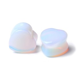 Decentraland 2 Pcs Stone Ear Gauges Earrings Heart-shaped Ear Gauges Plugs Jewelry 18mm(11/16")