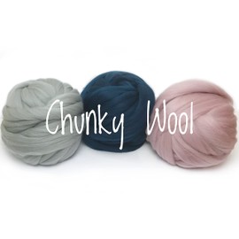 Merino Wool for Arm Knitting Merino Blanket Weaving Felting Jumbo Yarn Giant Wool Soft (50g (0.11lb), Teal)