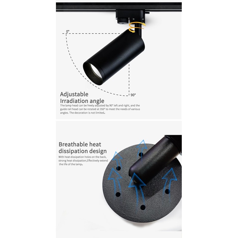 BlueLeon Ceiling Spotlight for Rail System BL-2WT, Black