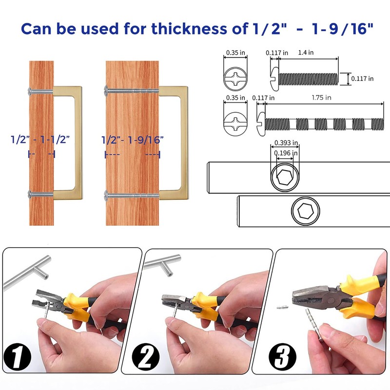 Ravinte 5 Pack Solid 3-3/4 Inch Kitchen Square Cabinet Handles