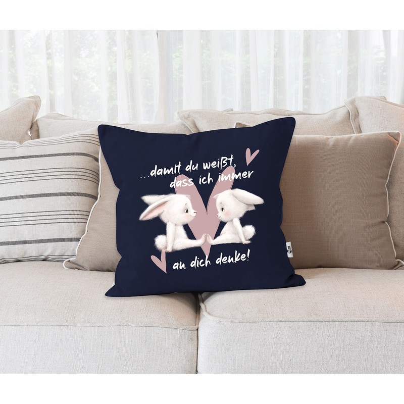 SpecialMe® Cushion Cover Saying Gift Love Friendship Rabbit Couple Heart