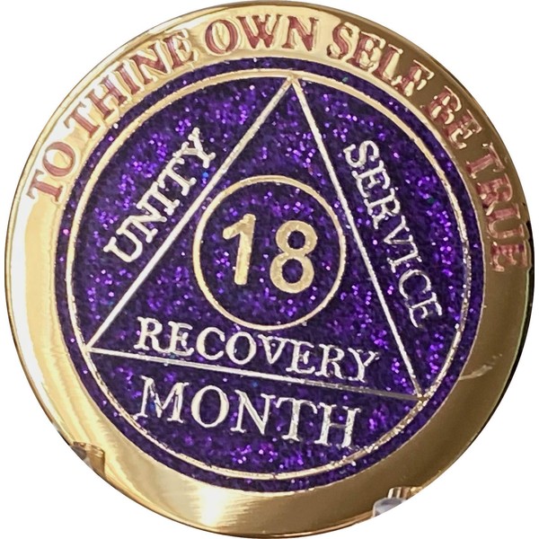 18 Month AA Medallion Elegant Purple Glitter Gold and Silver