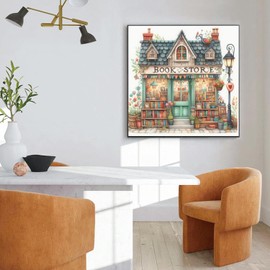 EIBEILI Diamond Painting Kits for Adults, Book Store 5D Diamond Art Kits for Beginner, DIY Full Round Drill Diamond Dot Gem Art Kits for Home Wall Decor 13.8x13.8 Inch