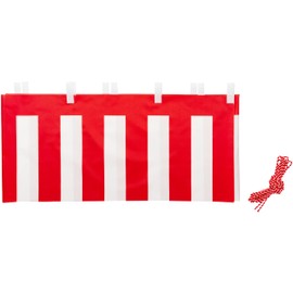 KH001-02IN Kouhaku Curtain Height 17.7 inches (45 cm) x Length 14.2 inches (360 cm) (2 Rooms) Tetoron Sponge Red and White String Included