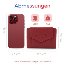 ekavale Women's Wallet with Push Button Flap RFID Soft Leather, red, Wallet