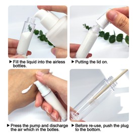 Qancekoo 3pcs Empty Airless Pump Bottles Refillable Clear Travel Lotion Compact Vacuum Press Pump Bottle Cream Cosmetic Container for DIY Foundation, Gel, Lotion, Moisturiser - 10ml