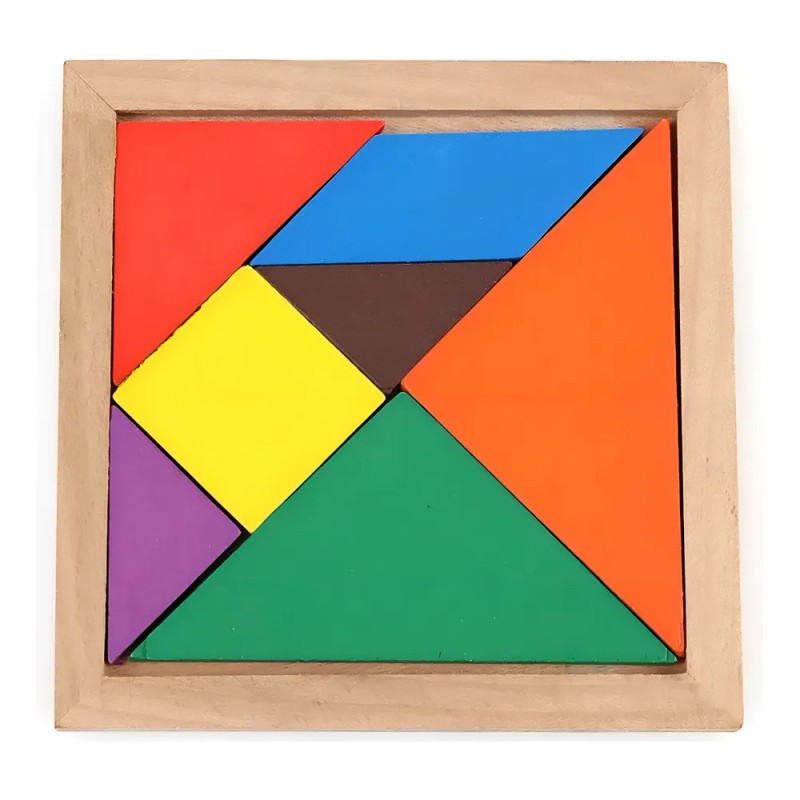 Tangram Juego Didáctico 3D Madera Educativo 7 Piezas Tangrama