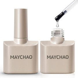 MAYCHAO 15ml 2 Pcs Glassy Gel Top Coat and Base Coat Set,No Wipe Foundation Combination for UV Light Cure Nail Polish