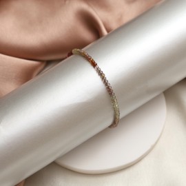 Gempires Multi Sapphire Beaded Bracelet Faceted Beads 2.4-2.5 mm September Birthstone Jewelry for Women Gold Plated 8 inches Adjustable Chain