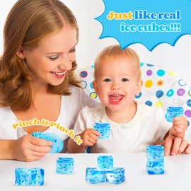 Stress Balls for Kids Adults, 2Pcs Large Ice Cube Fidget Toys Stress Relief Sensory Toys Soft Squishy Ball Blue Nice Cube Squeeze Toys