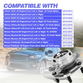 Front Wheel Hub Bearing Assembly Compatible with # Nissan Altima Maxima Murano Pathfinder/Infiniti JX35 QX50 QX60# VKBA7611, 513296, 40202JA100