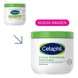 CETAPHIL Crema Hidratante 453g Hidratación continua hasta por 48 horas desde la 1era aplicación Recomendada por Dermatólogos para Piel Sensible.