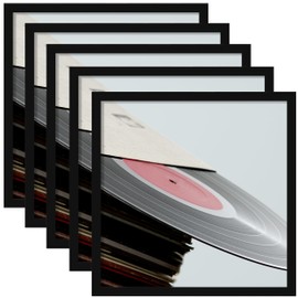 eletecpro 12.5x12.5 Vinyl Record Frame, Matte Black Album Picture Frame Fits 12x12 LP and Cover, Sturdy Lightweight Wall Art Display for Home and Music Studio Gallery Decor, Easy Wall Mount, 5 Pack