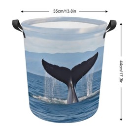 Collapsible Laundry Hamper with Handles Waterproof Dirty Clothes Hamper Whale Tail Laundry Bag Large Laundry Basket for Toys Clothes Organizer Bag