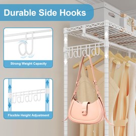 VIPEK L3 Clothing Rack, L Shaped Heavy Duty Garment Rack for Hanging Clothes, Corner Clothes Rack, Freestanding Closet System with Adjustable Shelves & Hang Rods & Side Hooks, Max Load 950lbs, White