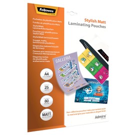 Fellowes A4 80 Micron Admire Stylish Matt Laminating Pouch (Pack of 25)